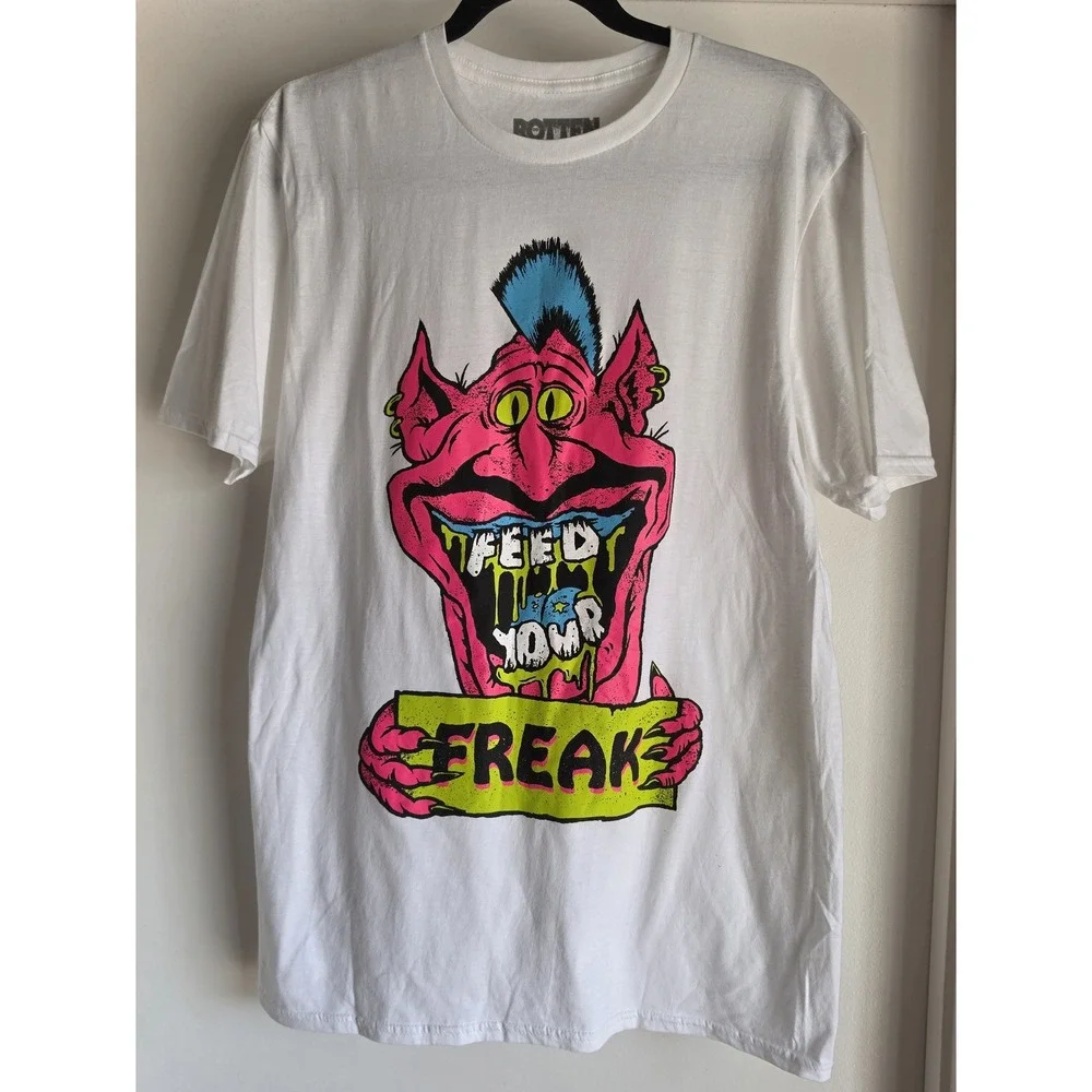 NWOT Rotten T-Shirt M White Graphic Print Short Sleeve Cotton Crew Neck